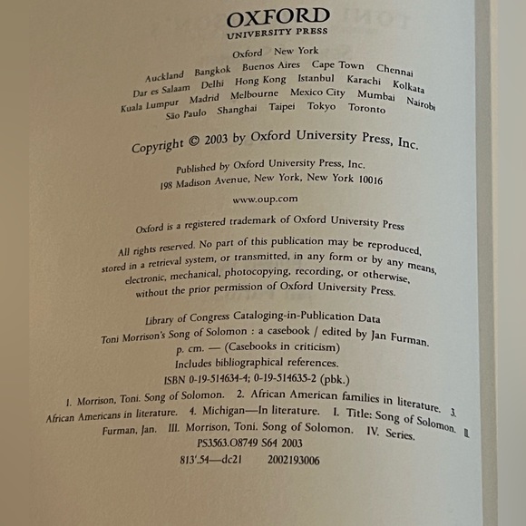 “Song of Solomon” (by Toni Morrison) — *THE CASEBOOK* - Picture 3 of 6